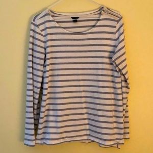 Ann Taylor white and gray sweatshirt with shoulder zipper medium